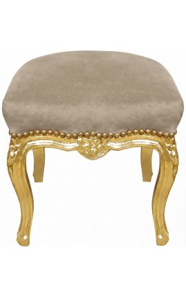 Baročna podvozja Louis XV Taupe Velvet in Gold List Wood