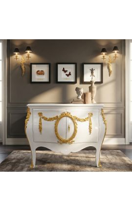 Sivupöydän barokkityyli Louis XV Valkoinen kullan bronssilla