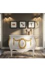Commode Buffet baroque italienne de style Louis XIV blanche avec bronzes dorés