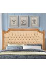 Bed headboard French country chic style beech wood and linen fabric