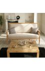 Diivan Louis XVI Style Easy Fross Beige Linen Fabric ja looduslik puit - 11