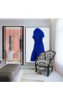Bergere-stol Louis XV stil med zebra stof og glossy sort træ - 12