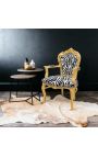 Poltrona Barroco Rococo Estilo Zebra impresso tecido e madeira de ouro - 20