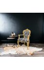 Πολυθρόνα μπαρόκ rococo στυλ zebra τυπωμένο ύφασμα και χρυσό ξύλο - 19