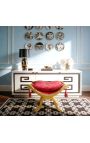 "Dagobert" bench red satin fabric and gold wood - 9