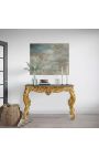 Console barocca Louis XV Legno dorato e marmo nero - 11