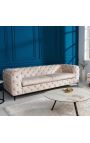 Art Deco Chesterfield dizajn "Rhea" sofa za 3 sjedala u šampanjskom baršunu