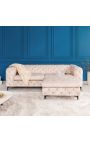Art Deco Chesterfield design "Rhea" 3 platsers soffa i champagne samvet