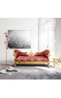 Napoleone barocco III stile divano tessuto rosso "Gobelins" e legno a foglia d'oro - 13