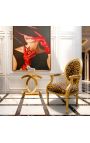 Barokk-tugitool Louis XVI Stiil Leopard Fabric ja Golden Wood - 12