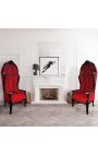 Grand porter's barok stol rød fløjl og sort træ