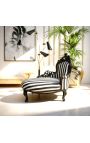 Barokowa szezlong Longue Black and White Striped Tkanina z czarnym drewnem - 11