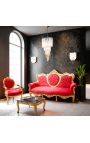 Poltrona barroca Louis XVI estilo vermelho veludo e madeira de ouro - 13