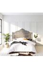 Baroque bed headboard grey velvet and grey lacquered wood