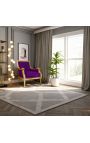 Grandi Bergère poltrona Louis XVI stile velluto viola e legno dorato - 16