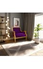 Grandi Bergère poltrona Louis XVI stile velluto viola e legno dorato - 15