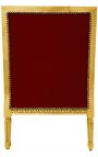 Wielki Bergère krzesło Louis XVI w stylu burgundy i drewna - 14