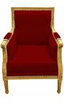 Suuri Bergère louis XVI tyyli porkkana velvetti ja puu - 1