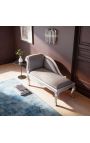 Louis XV chaise longue szürke szövet és ezüst fa - 13