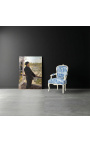 [Limited Edition] Poltrona de Louis XV Estilo Toile de Jouy Blue & Bege Wood patinated - 14
