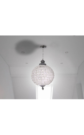 Lustre bola com pendentes de vidro transparente com bronzes