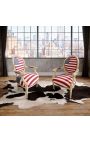 Poltrona Estilo Barroco de Louis XVI Bandeira americana e madeira bege - 14