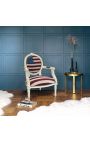 Křeslo barokní styl Louis XVI Americká vlajka a béžové dřevo - 10