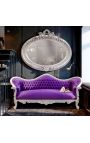 Baroka sofas Napoléon III violeta velmēts un sudrabu koka - 4