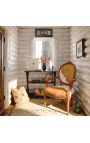 Scaun baroc din Louis XVI stil piele de vacă adevărată maro și alb și lemn brut - 8