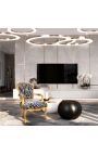 Baroque armchair of Louis XV style zebra and gold wood