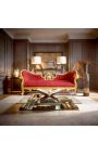 Barokk Napoleon III medaljongsofa burgunder fløyelsstoff og gulltre - 15