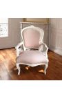 Tugitool Louis XV Style beež / ECRU kangast ja beež lakk vana paatina aspekt. - 15