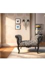 Baroque Louis XV bench zebra fabric and black wood - 6