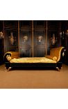 Cama estilo Empire con tela de oro satine y madera lacada negra