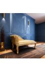 Louis XV Chaise longue tessuto satinato oro e legno d'oro - 16
