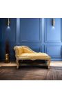 Louis XV Chaise longue tessuto satinato oro e legno d'oro - 15