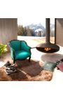 Liels bergère atzveltnes krēsls Louis XV Stils Zaļais samts un melns koksne - 12
