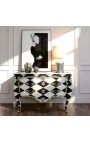 Grande cômoda barroca Louis XV Estilo "Checkerboard" preto e branco