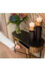 HERMIA Console with black marble top and golden brass