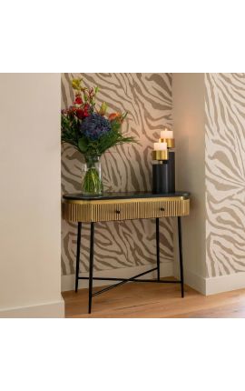 HERMIA Console with black marble top and golden brass