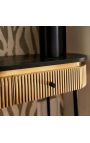 Console HERMIA avec plateau en marbre noir et laiton doré
