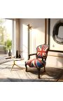 "Union Jack" baročni fotelj Louis XV Slog in črni les