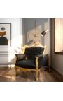 Armchair "hercegnő" Baroque stílus fekete bársony és arany fa - 18