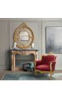 Sillón barroco "principesco" de terciopelo rojo Burdeos y madera dorada - 10
