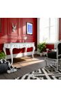 Large baroque white Louis XV style desk, 3 drawers, silver bronzes - 9