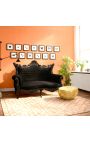 Barock Rokoko 2-Sitzer Sofa schwarzes Kunstleder und schwarzes Holz - 6