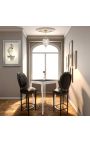 Tavolo da bar barocco quadrato in legno bianco lucido con capo nero