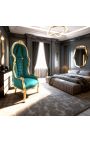 Grand porter's barok stol grøn fløjl og guld træ