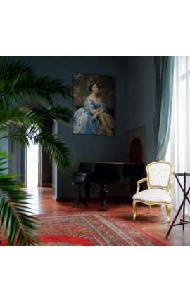 Barok-tugitool Louis XV stiilis valge nahkretkad rhinestones ja kuldpuidust
