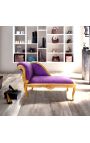Louis XV Chaise Longue Velvet Fabric și lemn de aur - 12